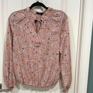 CURE         Size: L     Color: Dusty Rose Floral Print Blouse